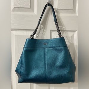 Coach Lexy Metallic Peacock Color Shoulder Bag 😍